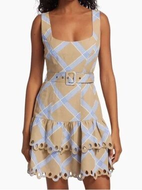 En Saison Isla Embroidered Plaid Mini Dress